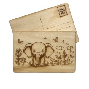 Wooden Postcard - Happy Elephant